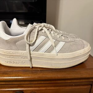 Adidas Women's Beige and White Platform Sneakers